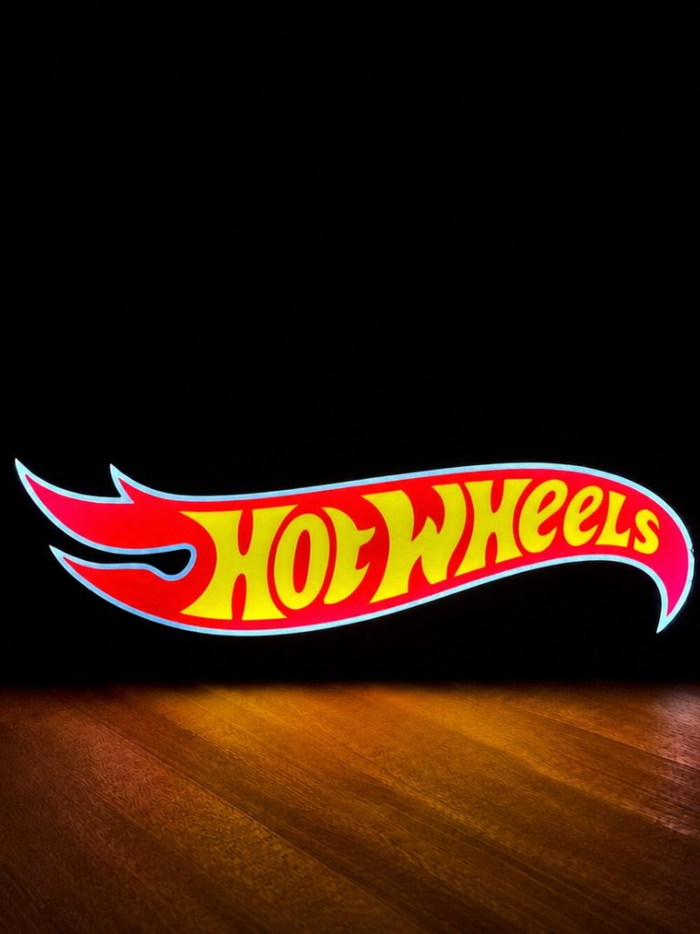 Hot Wheels Logo Light Box 3D Printed USB LED Sign – 8" Neon Lamp Display Light